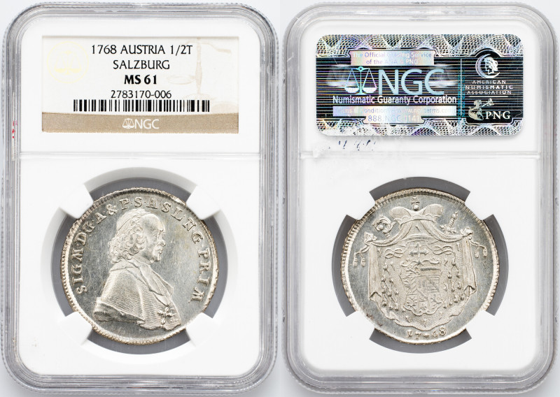 Salzburg, 1/2 Thaler 1768 Salzburg, 1/2 Thaler 1768, Ag, mint luster, TOP POP; N...