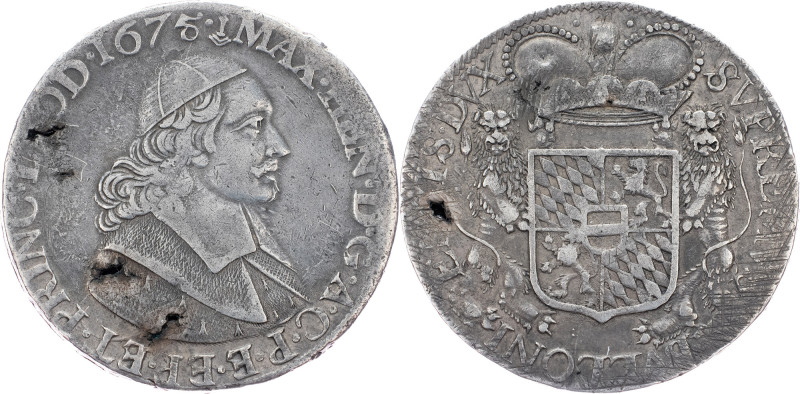 Liege, Ducaton 1675 Liege, Ducaton 1675, Ag, Dav. 4296, flan defects, toned; VF...