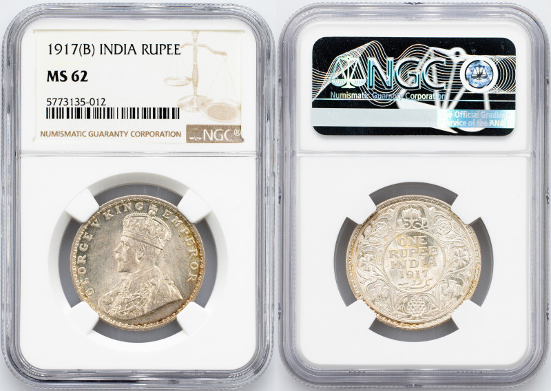 George V., 1 Rupee 1917, Bombay George V., 1 Rupee 1917, Bombay, 11,66 g, Ag (91...