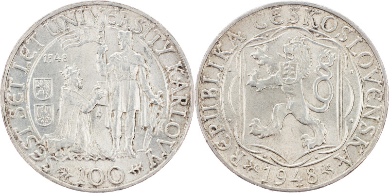 Czechoslovakia, 100 Korun 1948 Czechoslovakia, 100 Korun 1948, Ag (500/1000), KM...