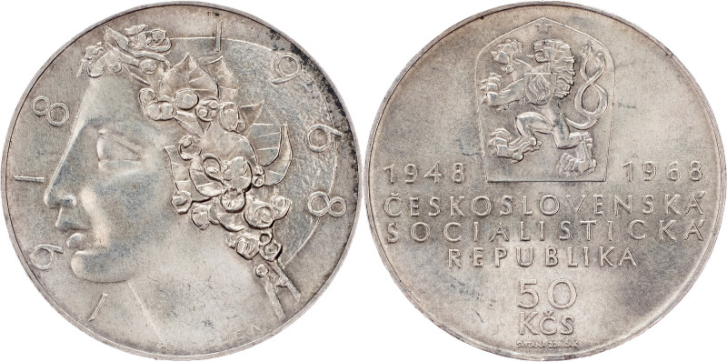 Czechoslovakia, 50 Korun 1968 Czechoslovakia, 50 Korun 1968, Ag (900/1000), KM# ...