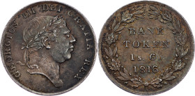 George III., 1 Shilling 6 Pence 1816, Bank of England Token