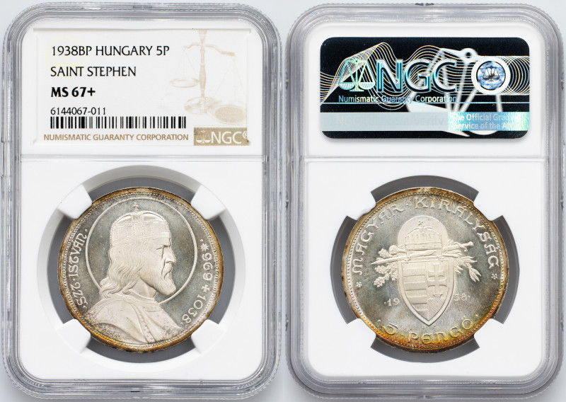 Hungary, 5 Pengo 1938, BP Hungary, 5 Pengo 1938, BP, 25 g, Ag (640/1000), KM# 51...