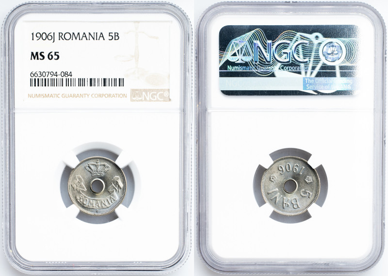 Romania, 5 Bani 1906, J, Hamburg Romania, 5 Bani 1906, J, Hamburg, 2,5 g, Copper...