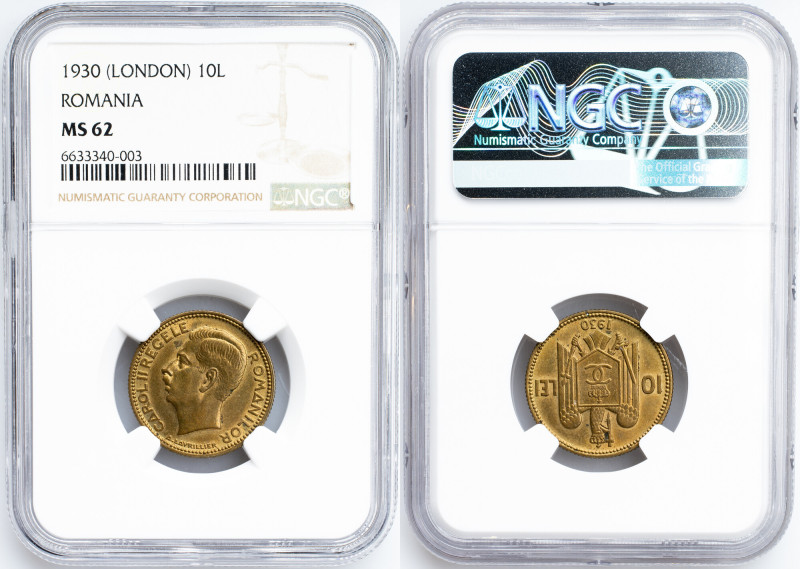 Romania, 10 Lei 1930, London Romania, 10 Lei 1930, London, 5 g, Nickel brass, KM...