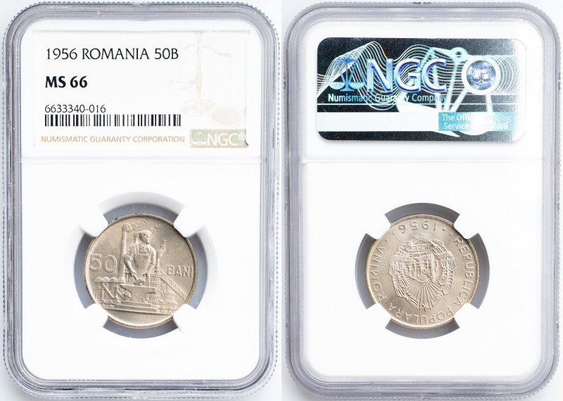 Romania, 50 Bani 1956, Bucharest Romania, 50 Bani 1956, Bucharest, 4,55 g, Coppe...