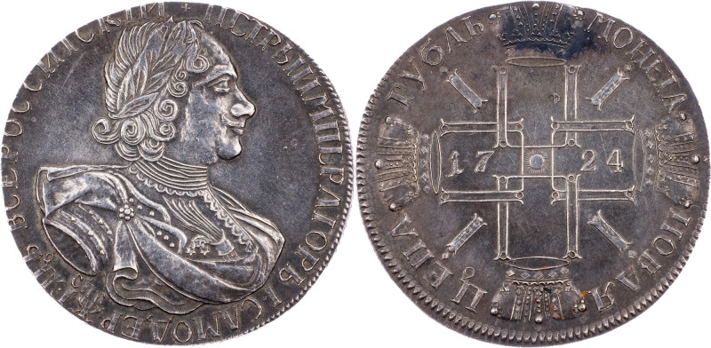 Peter I., Rouble 1724, St. Petersburg Peter I., Rouble 1724, St. Petersburg, 28,...