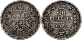 Nicholas I., 20 Kopecks 1855, St. Petersburg