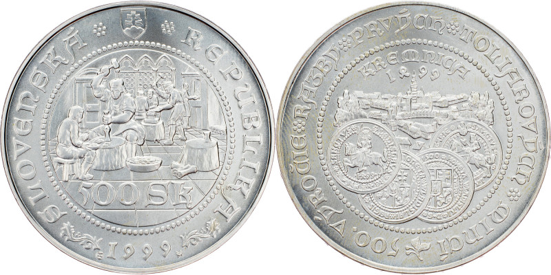 Slovakia, 500 Korun 1999, Kremnitz Slovakia, 500 Korun 1999, Kremnitz, 33,383 g,...