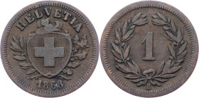 Federal State, 1 Rappen 1868, Bern