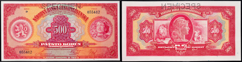 Czechoslovakia, 500 Korun 1929 Czechoslovakia, 500 Korun 1929, P# 24s, SPECIMEN;...