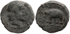 Greek
SELEUKID KINGS OF SYRIA. Antiochos III ‘the Great’ (222-187 BC). Sardes
AE Bronze (12.5mm 2.14g)