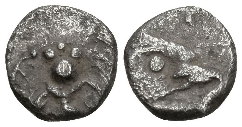 Greek
IONIA. Ephesos. (Circa 500-420 BC).
AR Tetartemorion (7.8mm 0.19g)