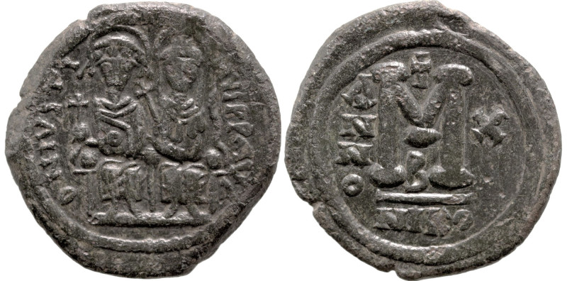 Byzantine
Justin II and Sophia (565-578 AD). Nicomedia. Dated RY 10= 574/5 AD
...