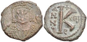 Byzantine
Maurice Tiberius (582-602 AD). Theoupolis (Antiochia)
AE Half Follis (21.6mm 5.53g)