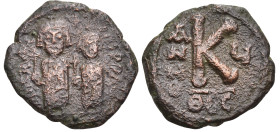 Byzantine
Heraclius, with Heraclius Constantine (610-641 AD). Thessalonica
AE Half Follis (21.2mm 4.73g)