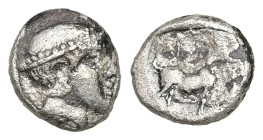 Thrace, Ainos. AR Diobol, 1.06 g 10.80 mm. Late 5th century BC.
