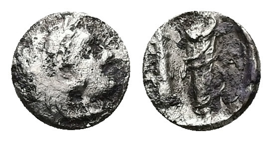 Kings of Macedon. Alexander III 'the Great', AR Obol, 0.44 g 7.99 mm. 336-323 BC...