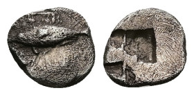 Mysia, Kyzikos. AR Hemiobol, 0.58 g 9.34 mm. Circa 6th century BC.