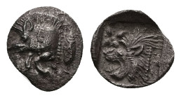 Mysia, Kyzikos. AR Hemiobol, 0.33 g 9.42 mm. 5th century BC.