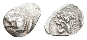 Mysia, Kyzikos. AR Hemiobol, 0.36 g 10.33 mm. 5th century BC.