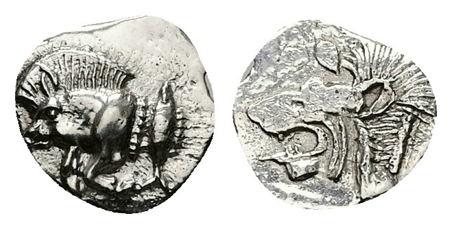 Mysia, Kyzikos. AR Hemiobol, 0.38 g 9.70 mm. Circa 5th century BC.