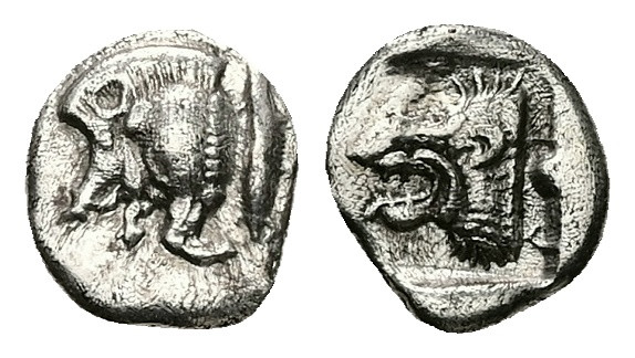 Mysia, Kyzikos. AR Hemiobol, 0.55 g 9.05 mm. Circa 5th century BC.