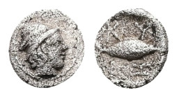Mysia, Kyzikos. AR Hemiobol, 0.28 g 6.97 mm. Circa 450-400 BC.