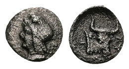 Mysia, Kyzikos. AR Hemiobol, 0.25 g 8.20 mm. Circa 410-400 BC.