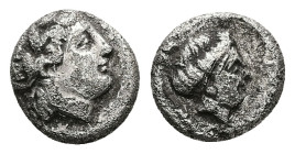 Lesbos, Mytilene. AR Diobol, 1.21 g 10.06 mm. Circa 400-350 BC.