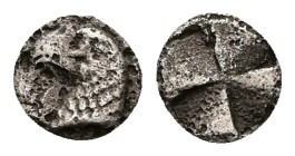 Aeolis, Kyme. AR Hemiobol, 0.28 g 7.35 mm. Circa 480-450 BC.