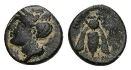 Ionia, Ephesos. Ae, 1.12 g 10.43 mm. 4th century BC.