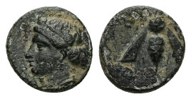 Ionia, Ephesos. Ae, 1.41 g 11.11 mm. 4th century BC.