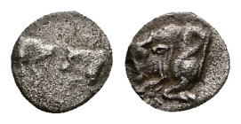 Caria, Uncertain mint, AR Tetartemorion, 0.22 g 7.17 mm. Circa 450-400 BC.
