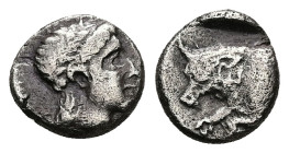 Caria, Uncertain ('Mint E'). AR Diobol, 1.20 g 10.67 mm. Circa 380-340 BC.