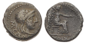 M. Porcius Cato, 47-46 BC. AR, Quinarius. 1.88 g. 12.95 mm.