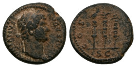 Hadrian, 117-138 AD. AE, Semis. 3.81 g. 17.91 mm. Rome.
