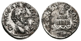 Divus Antoninus Pius, AD 161 Died. AR, Denarius. 3.47 g. 18.22 mm. Rome.