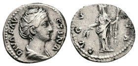 Diva Faustina, died AD 140/1. AR, Denarius. 2.55 g. 18.50 mm. Rome.