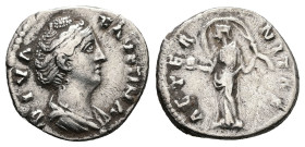 Diva Faustina, died AD 140/1. AR, Denarius. 2.82 g. 18.67 mm. Rome.