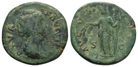 Diva Faustina, Died AD 140/1. AE, Sestertius. 8.36 g. 27.74 mm. Rome.