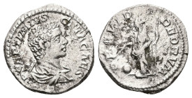 Geta as Caesar, AD 198-209. AR, Denarius. 3.10 g. 18.83 mm. Rome.