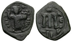 Constans II, AD 641-668. AE, Follis. 5.04 g. 25.10 mm. Constantinople.