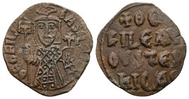 Theophilus, AD 830-842. AE, Follis. 5.89 g. 27.35 mm. Constantinople.