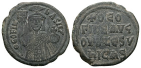 Theophilus, AD 830-842. AE, Follis. 8.01 g. 29.79 mm. Constantinople.