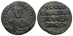 Leo VI the Wise, AD 886-912. AE, Follis. 7.42 g. 25.94 mm. Constantinople.