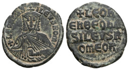 Leo VI the Wise, AD 886-912. AE, Follis. 7.51 g. 26.90 mm. Constantinople.
