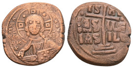 Anonymous Follis, Class B. Romanus III, AD 1028-1034. AE, Follis. 9.55 g. 29.17 mm. Constantinople.