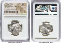 ATTICA. Athens. Ca. 440-404 BC. AR tetradrachm (25mm, 17.19 gm, 3h). NGC MS 5/5 - 4/5. Mid-mass coinage issue. Head of Athena right, wearing earring, ...
