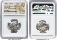 ATTICA. Athens. Ca. 440-404 BC. AR tetradrachm (25mm, 17.21 gm, 1h). NGC MS 5/5 - 4/5. Mid-mass coinage issue. Head of Athena right, wearing earring, ...